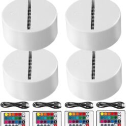 BLANCO  Base Led Rgb Con Control Remoto Para Lampara Acrílico laserable – Decoración de interiores